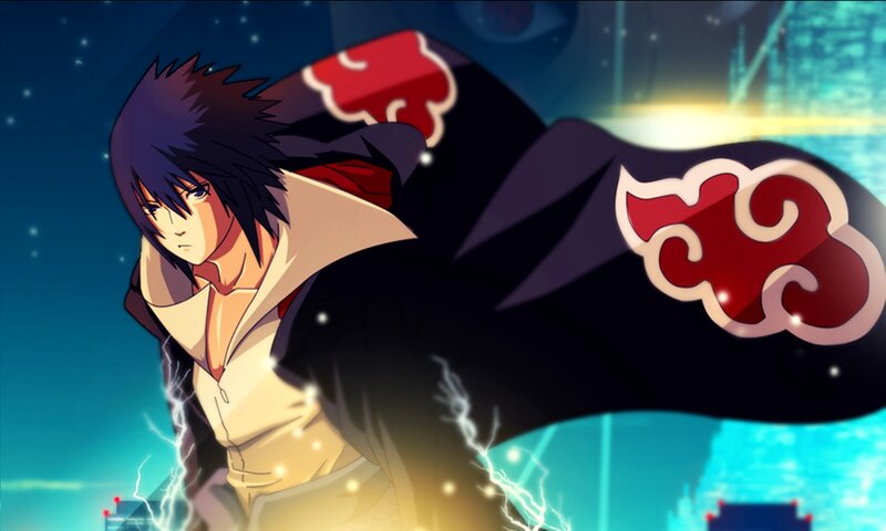 Anime Character in Cloak — Blue, Dramatic, Night, Lightning