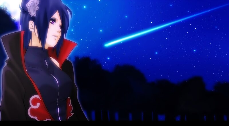 Anime Character in Cloak — Blue, Dramatic, Night