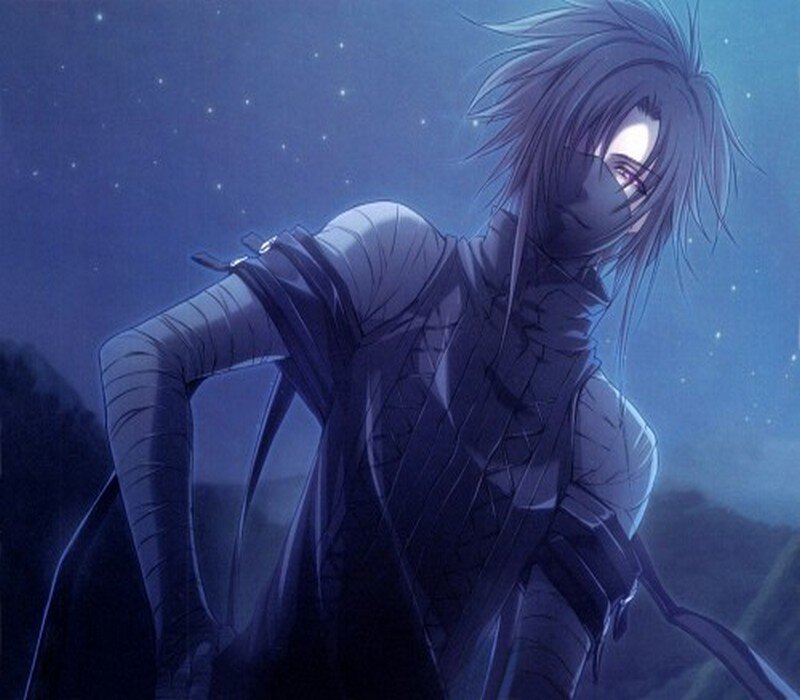 Anime Character in Cloak — Blue, Dramatic