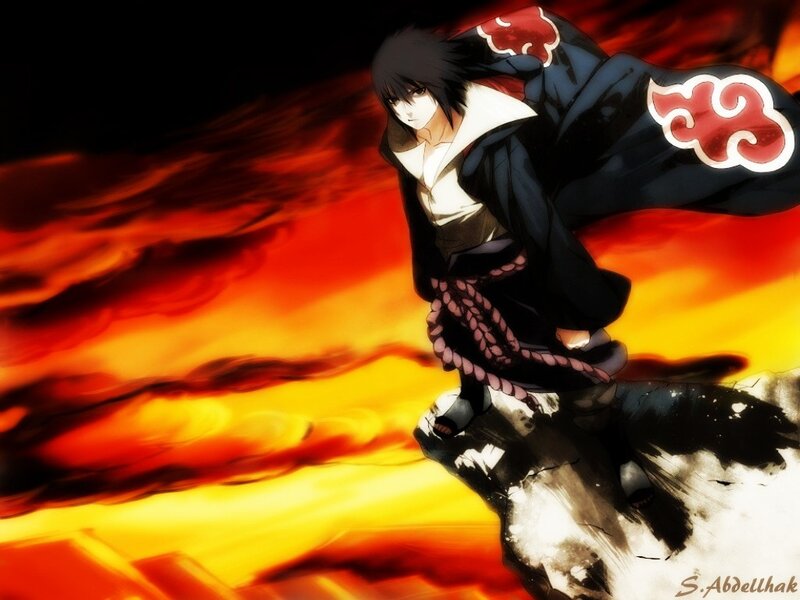 Anime Character in Cloak — Red, Dramatic, Fire