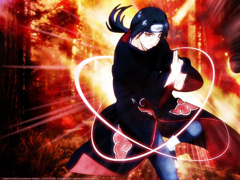 Anime Character in Cloak — Red, Dramatic, Headband