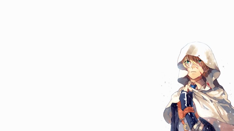 Anime Character in Cloak — White, Dramatic, Winter, Sword