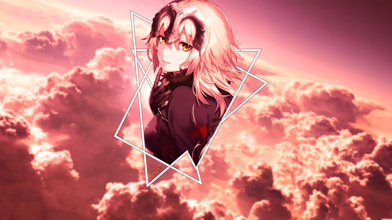 Anime Character in Clouds — Pink