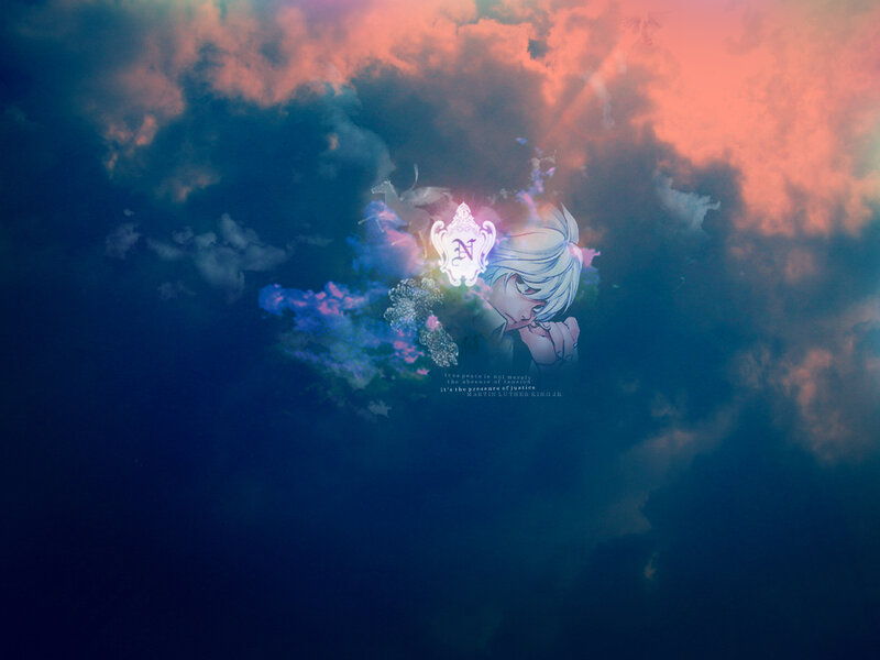 anime character in cloudy sky