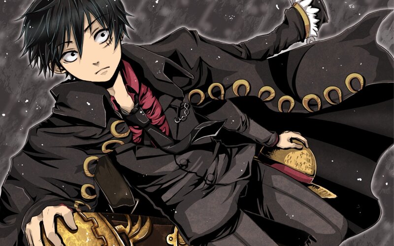 Anime Character in Coat — Black, Dramatic, Night, Manga, Sword