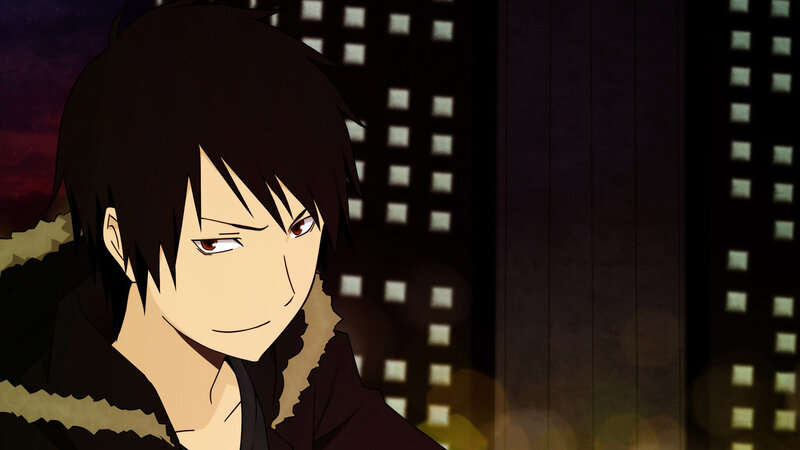 Anime Character in Coat — Black, Dramatic, Night