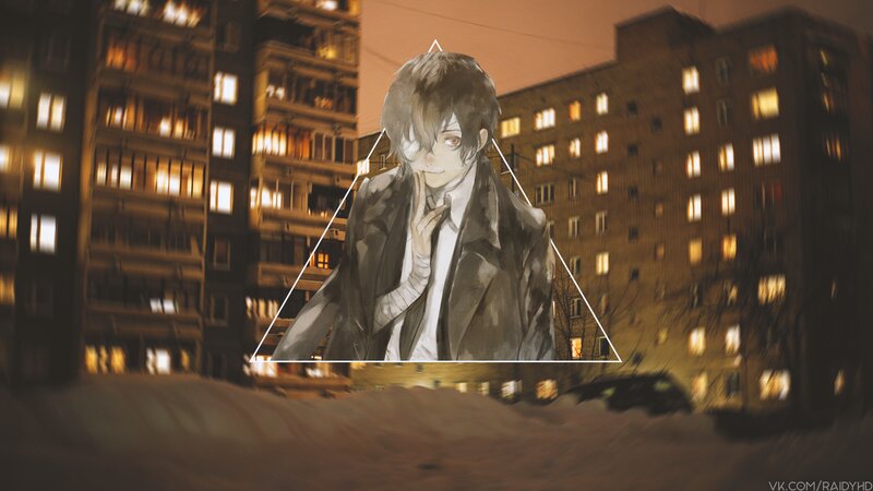 Anime Character in Coat — Brown, Dramatic, Night