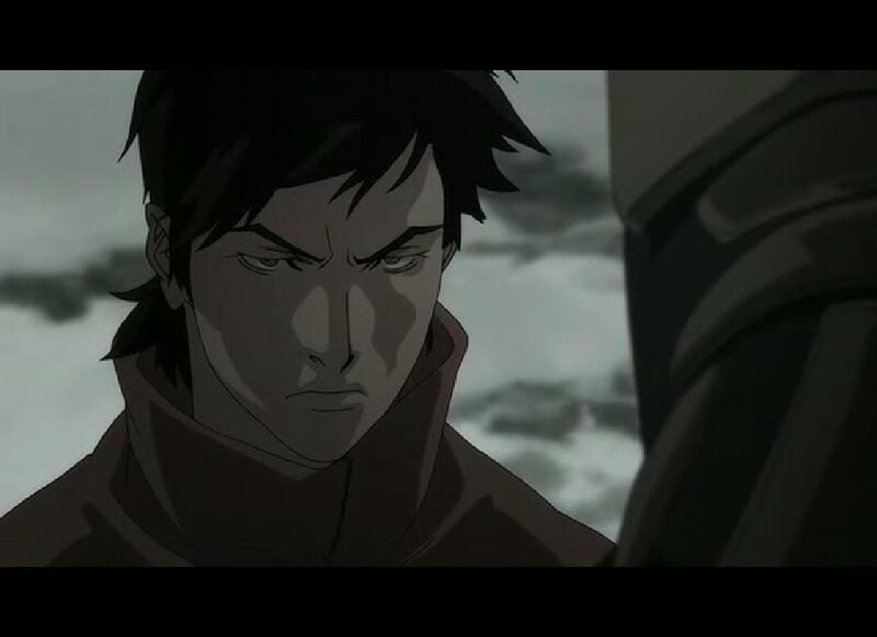 Anime Character in Coat — Gray, Serious