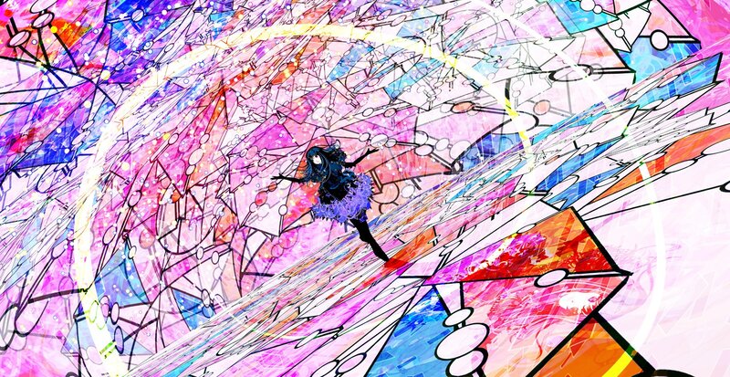 anime character in colorful abstract space