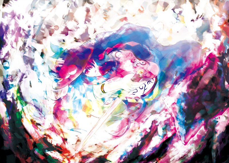 anime character in colorful chaos