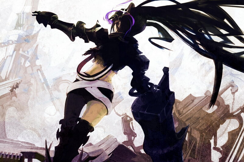 Anime Character in Combat — Black, Dramatic, Digital Art