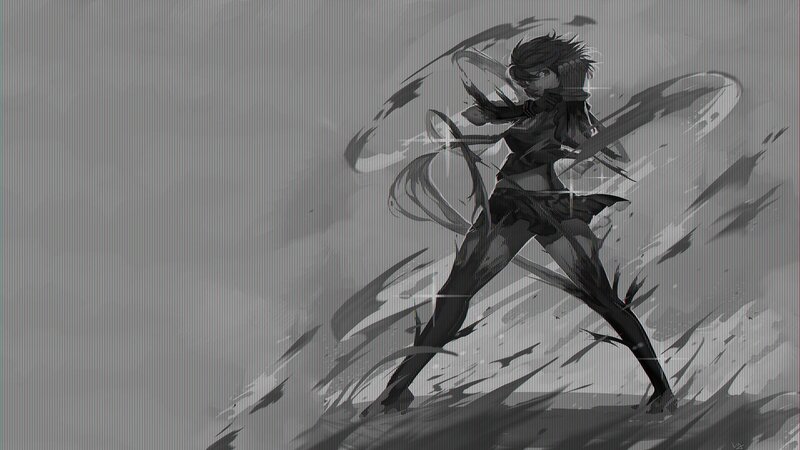 Anime Character in Combat — Black, Dynamic