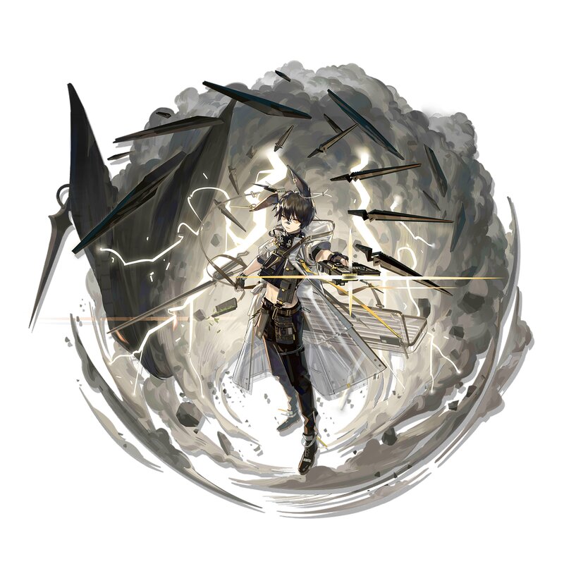 Anime Character in Combat — Gray, Dramatic, Digital Art