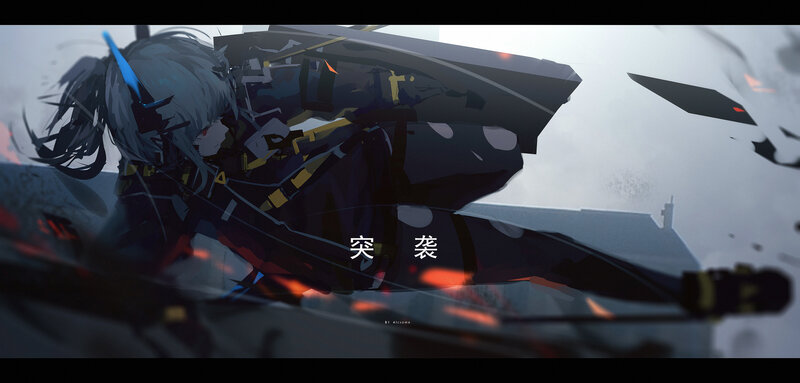 Anime Character in Combat — Gray, Dramatic