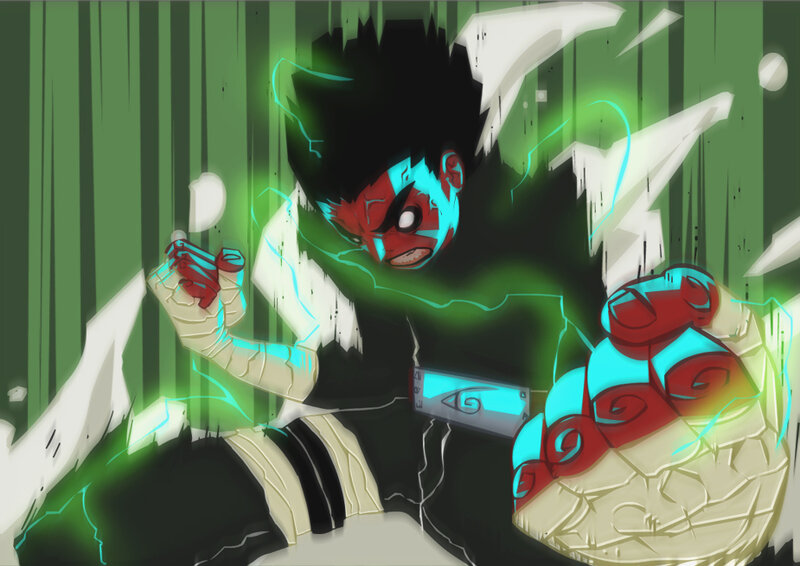 Anime Character in Combat — Green, Dramatic