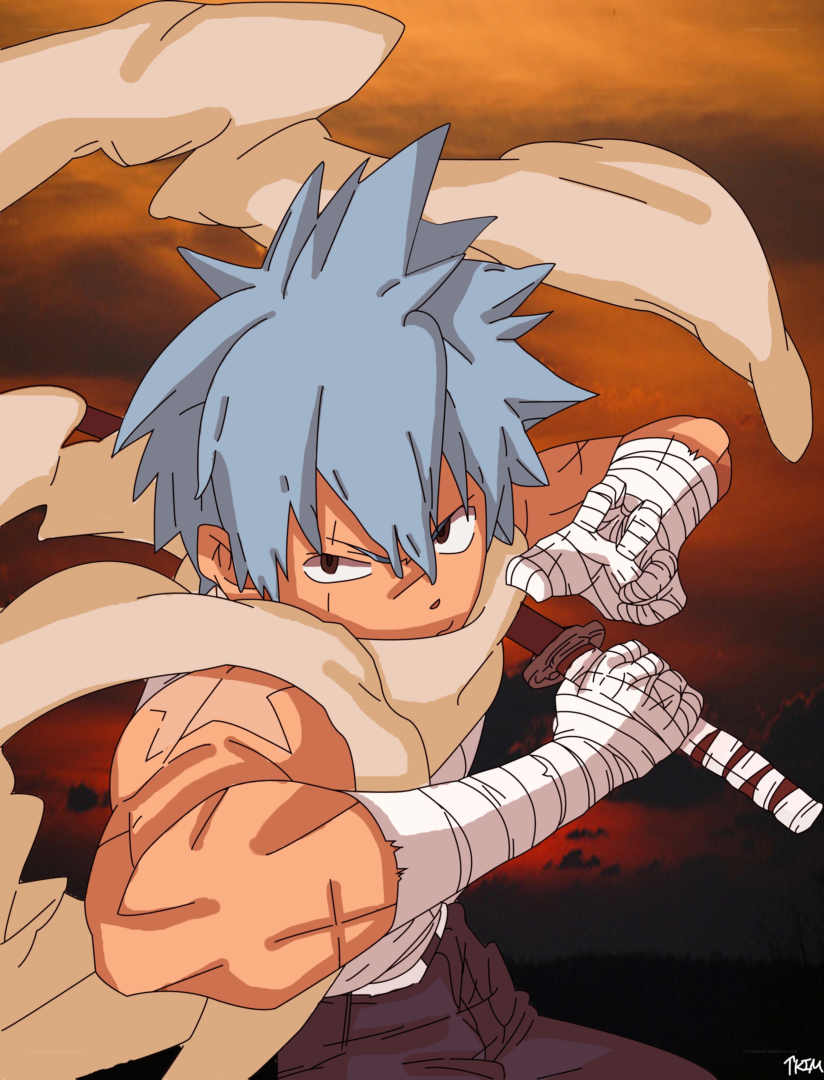 anime character in combat pose