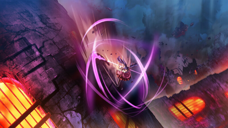 Anime Character in Combat — Purple, Dramatic, Magic Circles