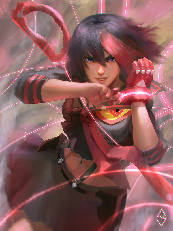 Anime Character in Combat — Red, Intense, Dramatic