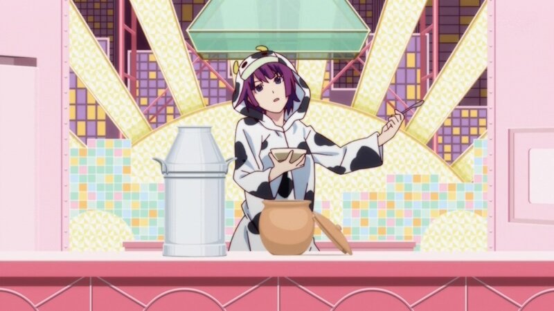 anime character in cow onesie