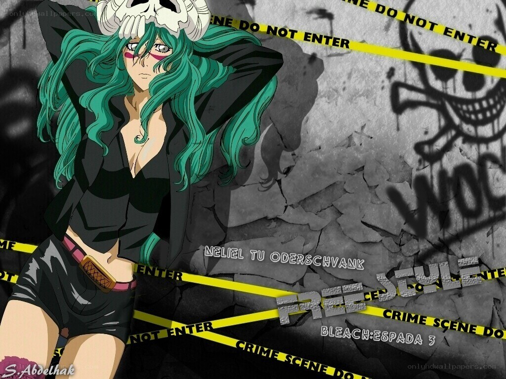Anime character in crime scene