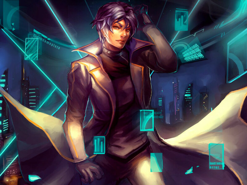 Anime Character in Cyberpunk City