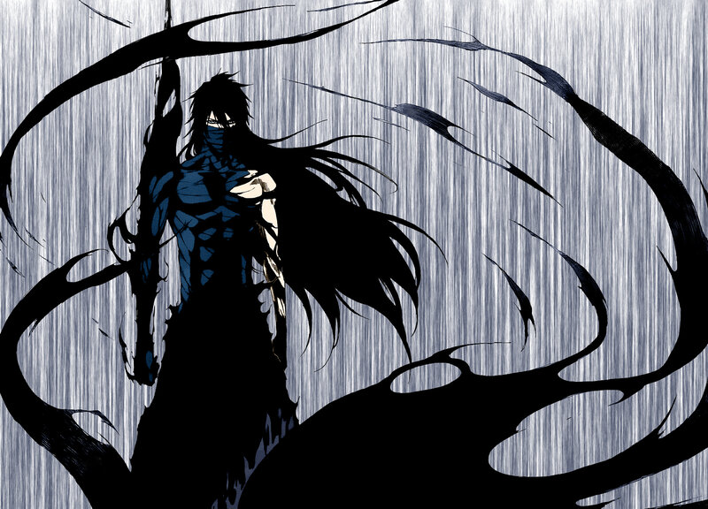 anime character in dark armor