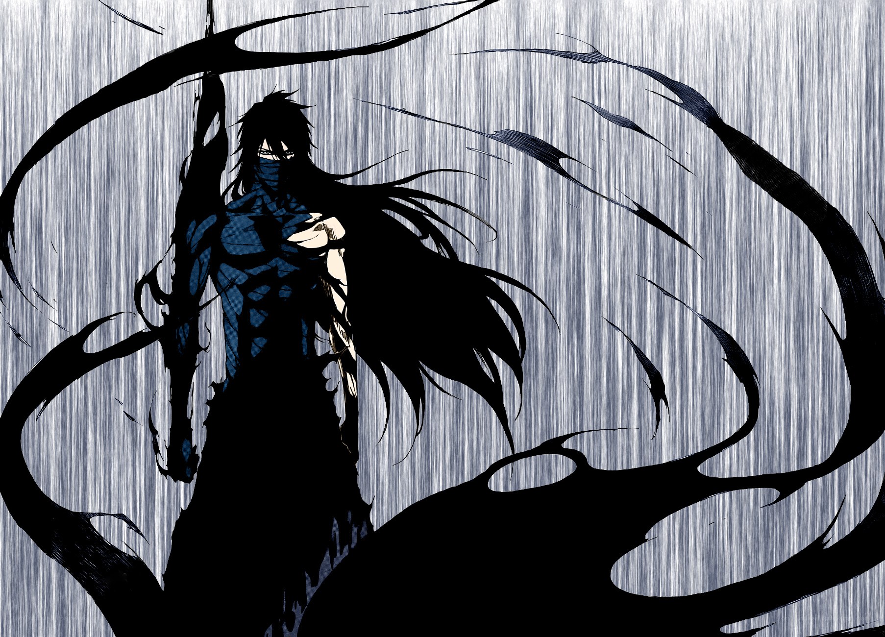 anime character in dark armor