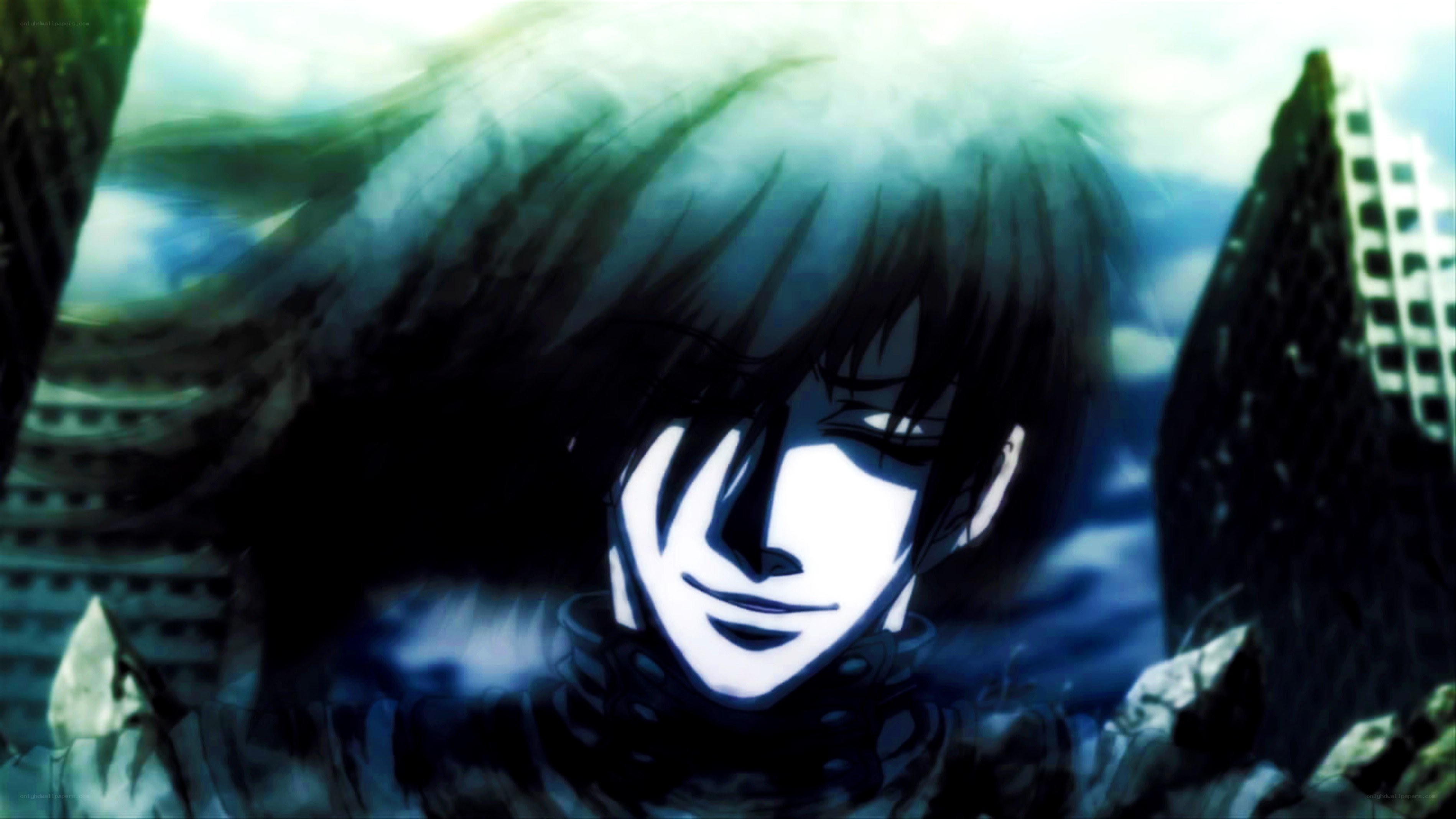 anime character in dark armor