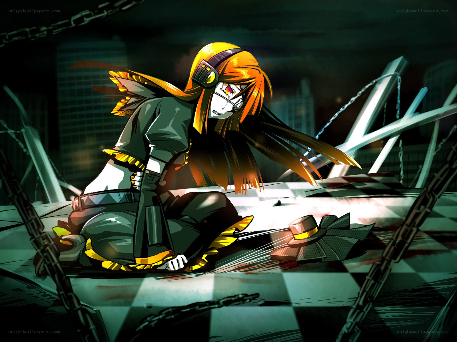 Anime character in dark city