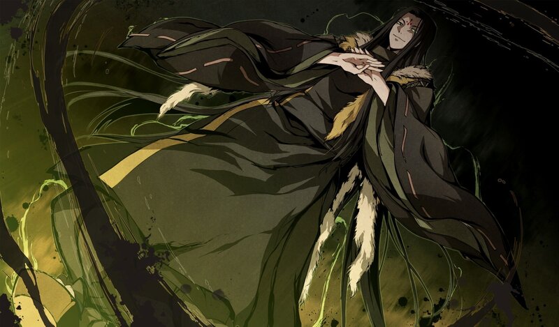 anime character in dark cloak