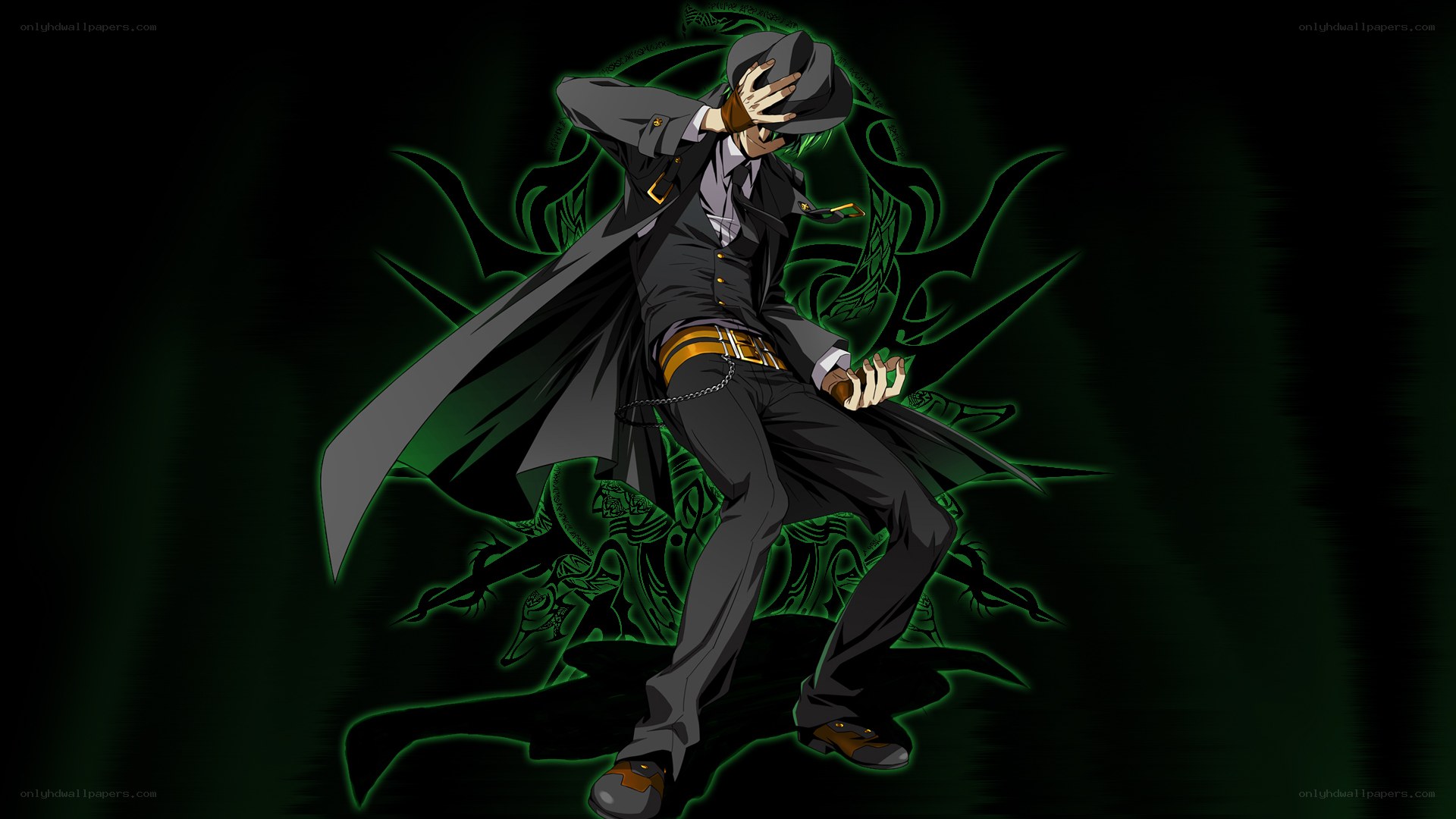anime character in dark coat