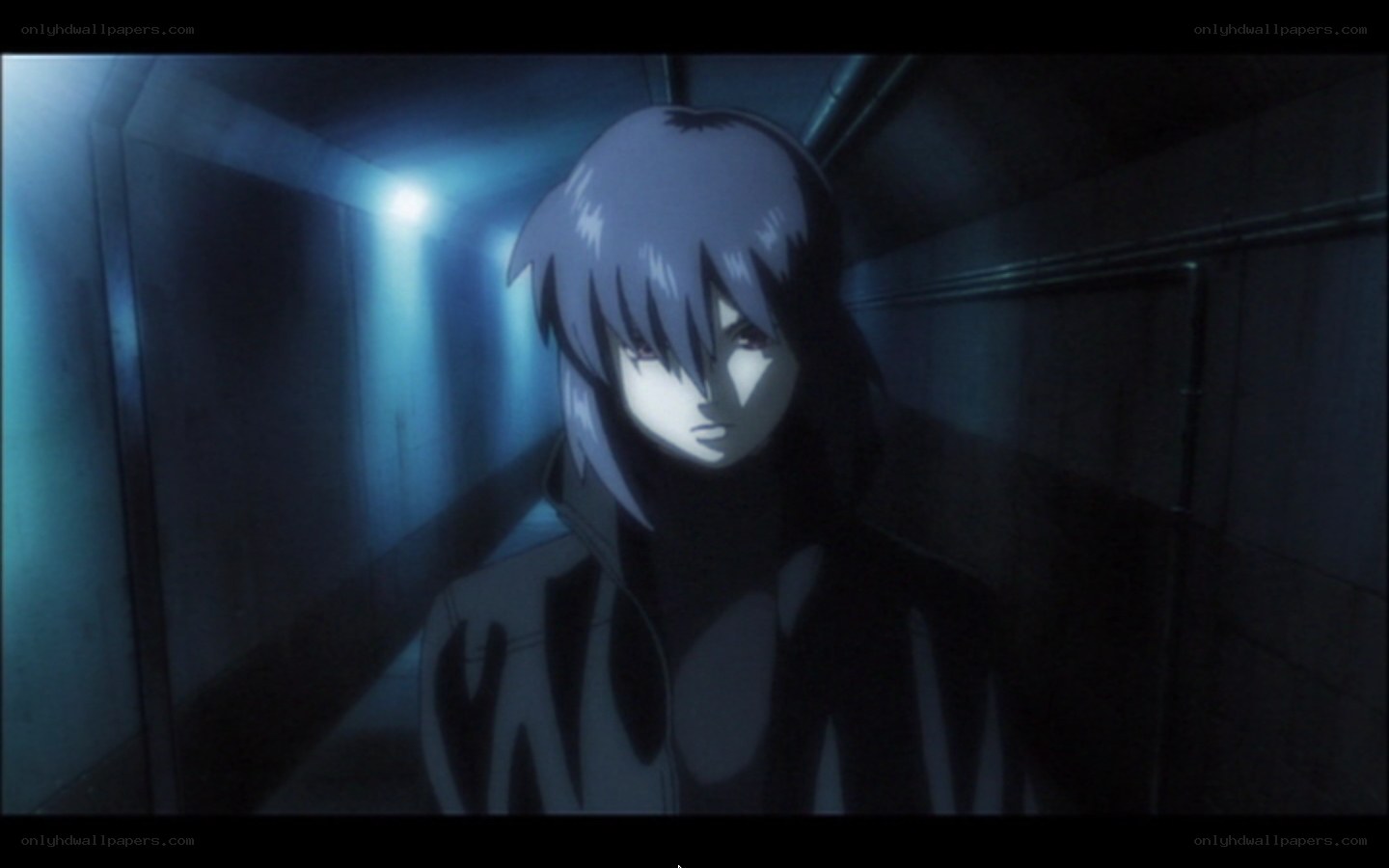 anime character in dark corridor