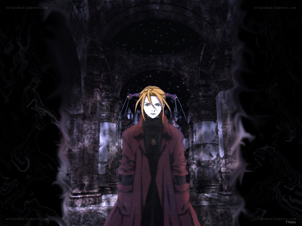 Anime character in dark corridor