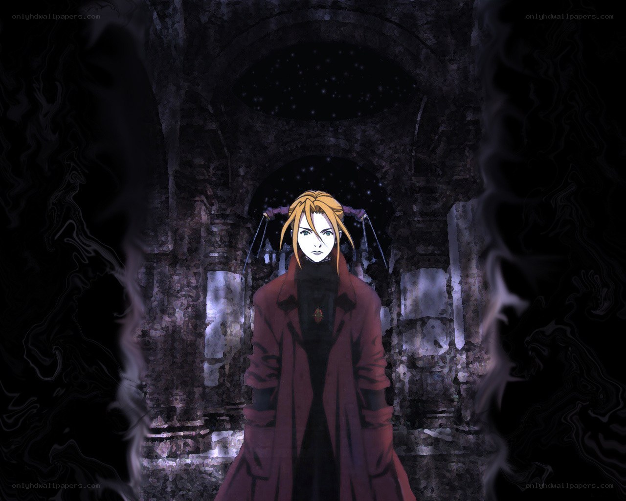 Anime character in dark corridor