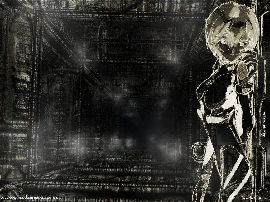 anime character in dark corridor