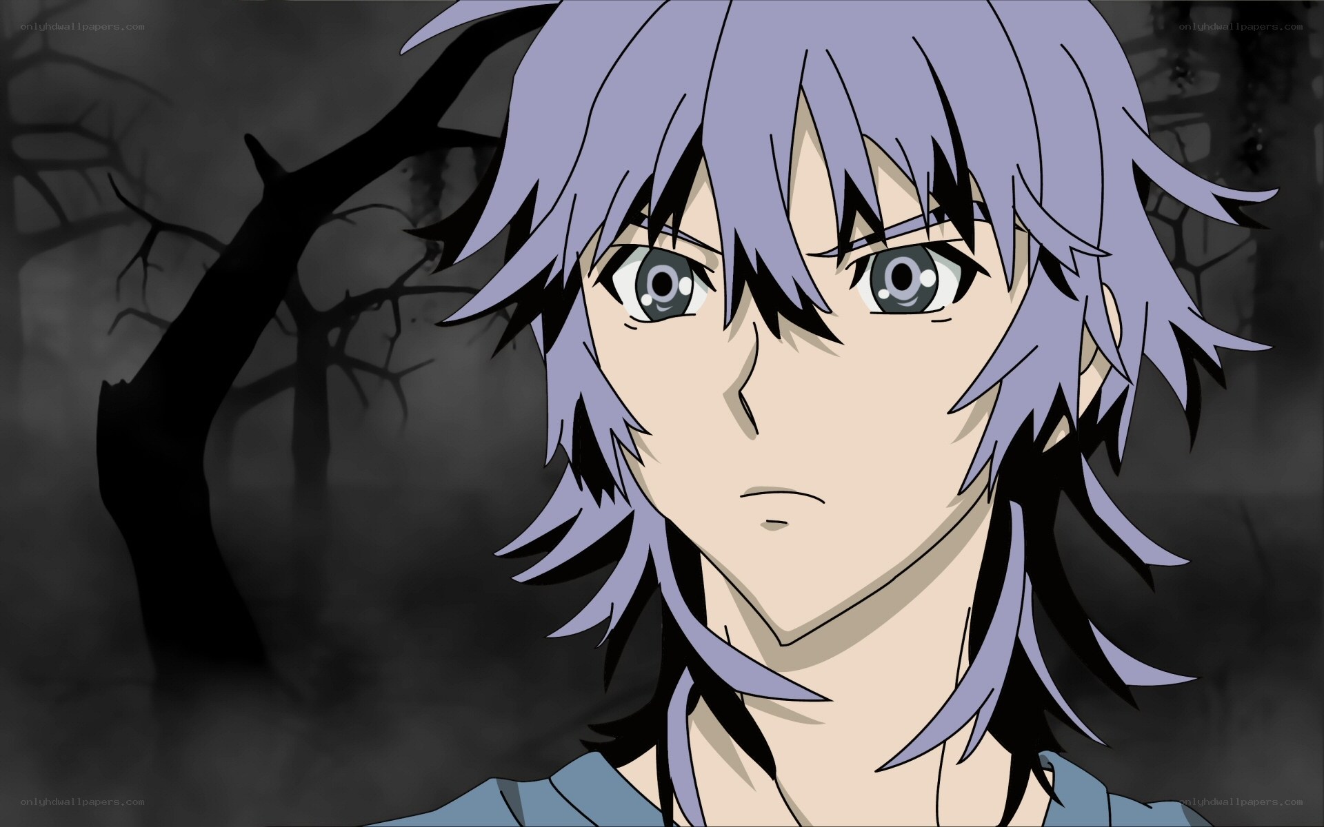 anime character in dark forest