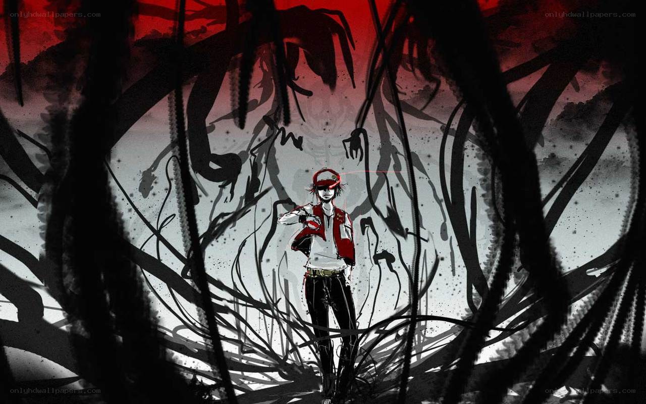anime character in dark forest