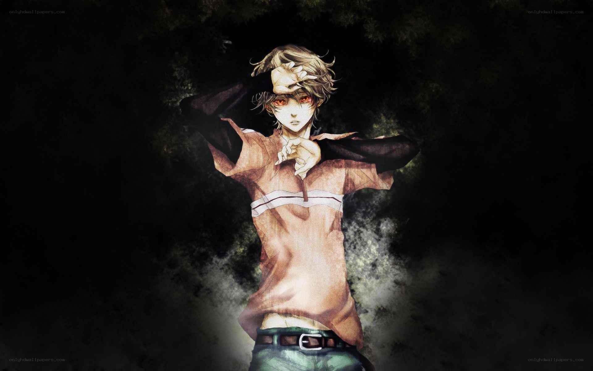 anime character in dark forest