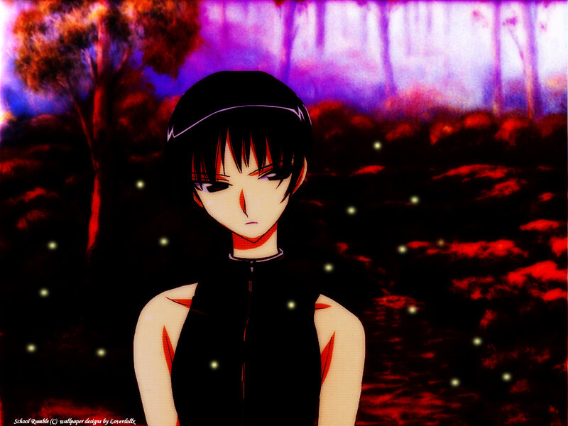 anime character in dark forest
