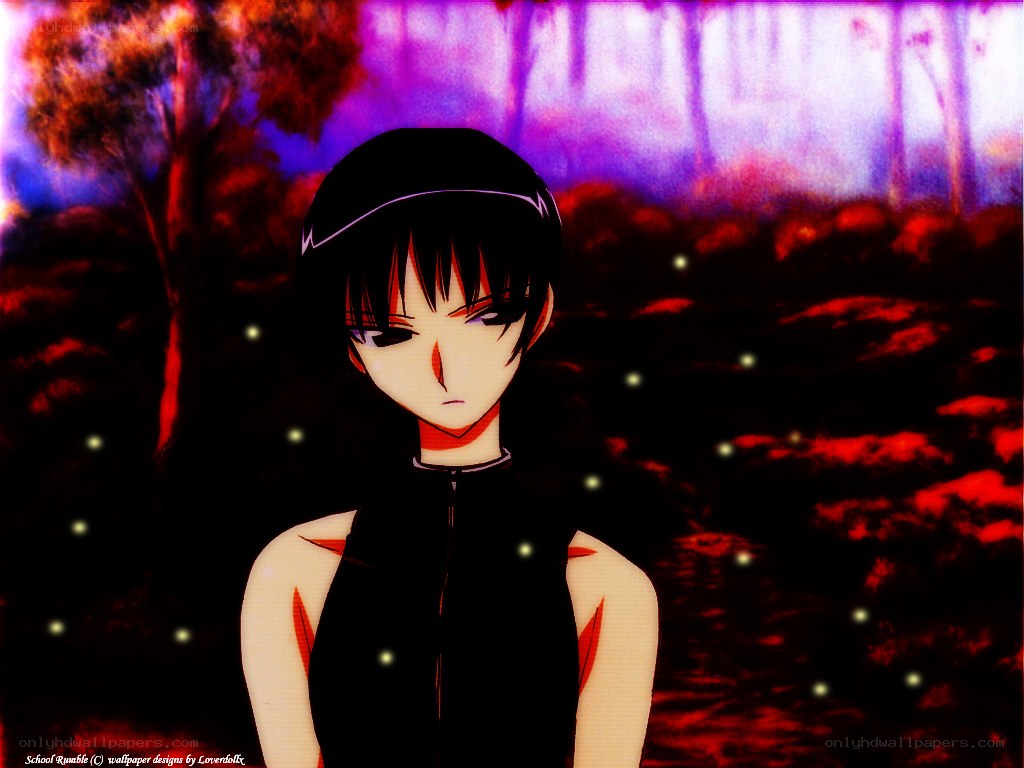 anime character in dark forest