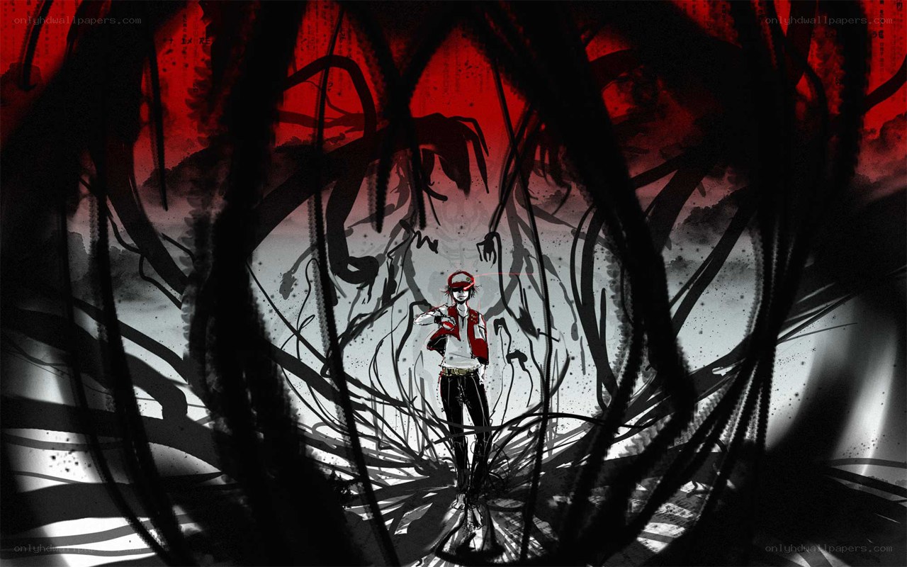 anime character in dark forest