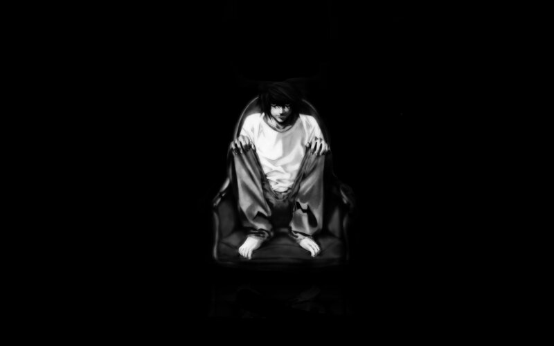 anime character in dark room