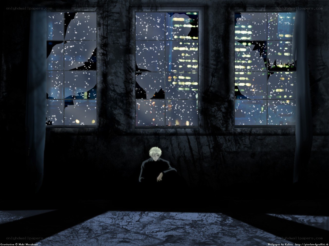 Anime character in dark room