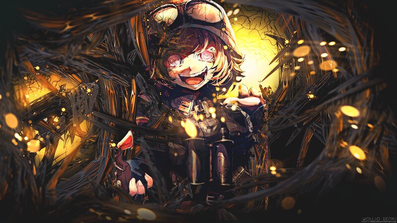 Anime Character in Debris — Black, Dramatic