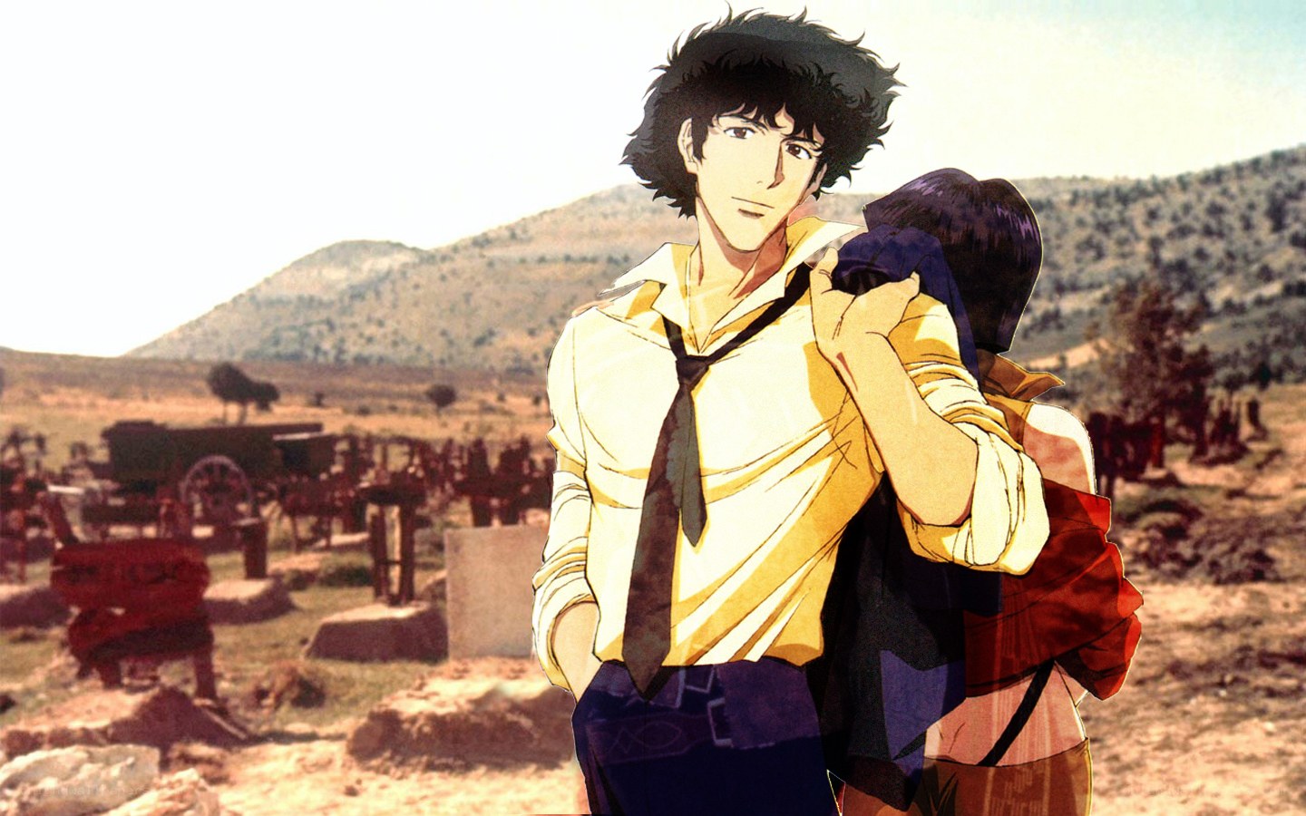 Anime character in desert landscape
