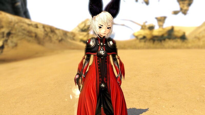 Anime Character in Desert — Red, Neutral