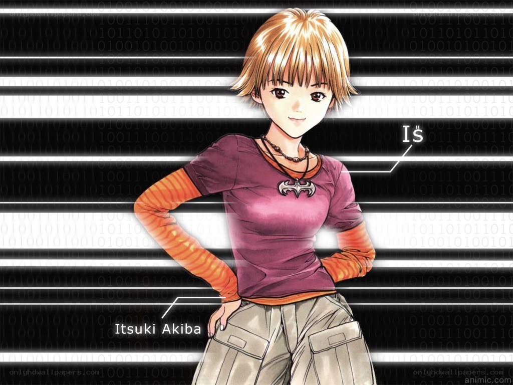 Anime character in digital background
