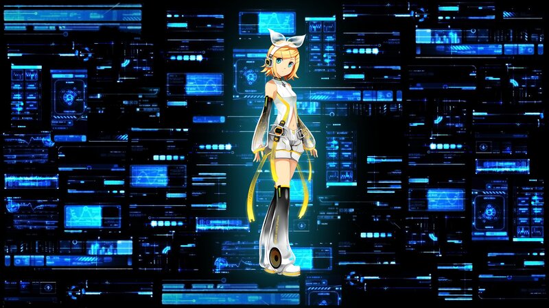Anime Character in Digital Interface — Blue