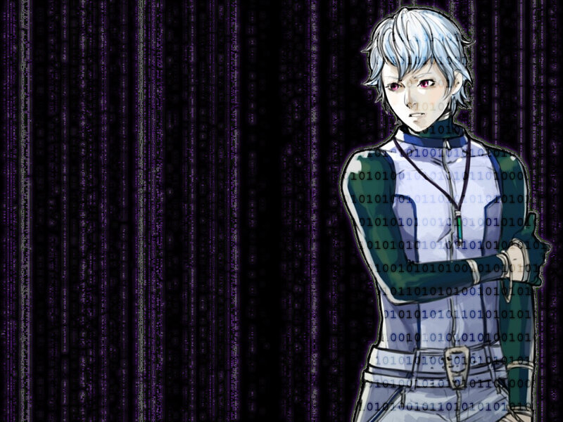 anime character in digital matrix