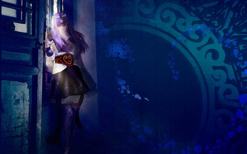Anime Character in Doorway — Blue